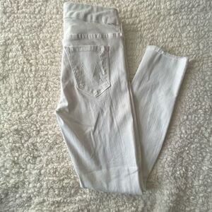 MOTHER The Looker Ankle Fray Women's Skinny Jeans in White, size 25